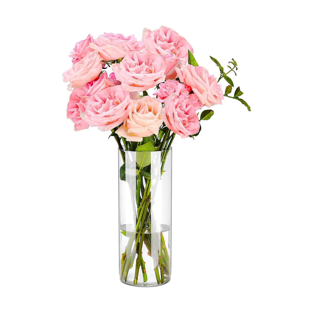 Clear Flower Vase, Non-breakable Vases, 5" W x 12" H, Acrylic Vase, Aesthetic Room Decor Cylindrical Modern Flower Vases for Table Centerpiece, Home Decor, Women Floral Arrangement Gift