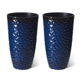Glitzhome 23.75" H Oversized Tall Planter,Modern Set of 2 Honeycomb Textured Gradient Cobalt Blue Round Garden Plant