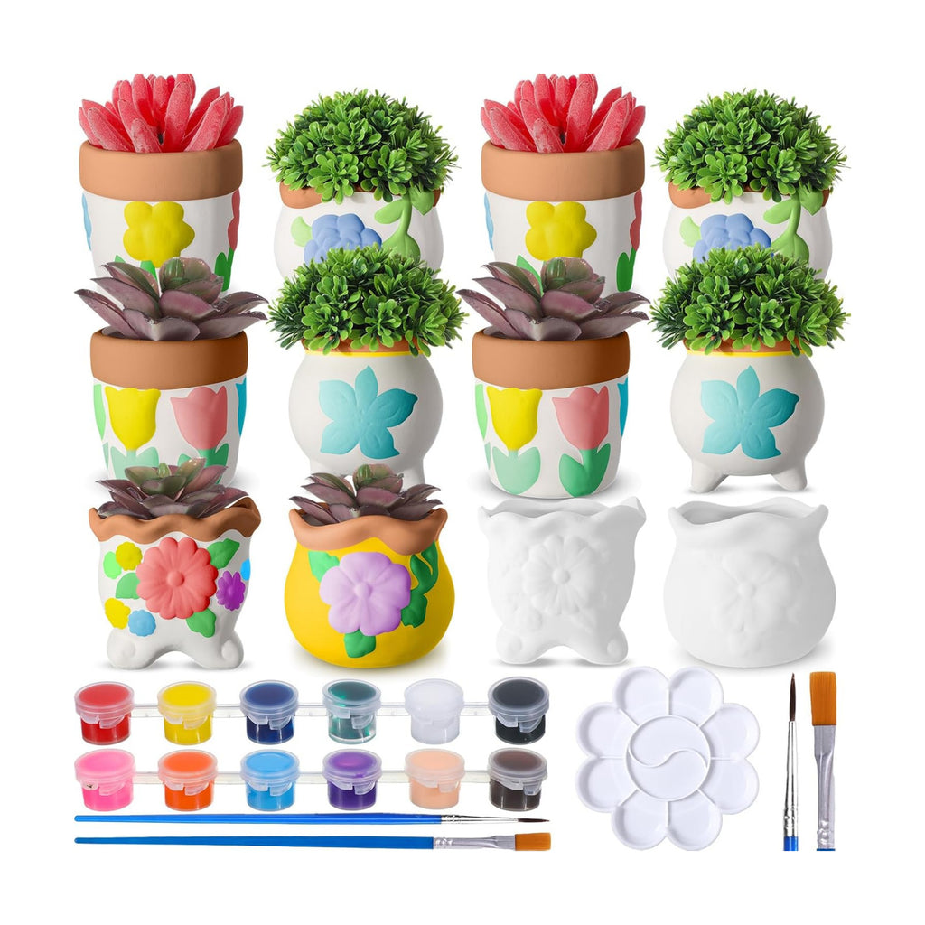 Hushee 12 Pcs Ceramic Succulent Planters White Ceramic Pots Paintable Succulent Plant Planters Containers Small DIY