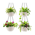 Hanging Planters 8 Inch & 10 Inch, 4 Pack Self Watering Baskets, White | Outdoor/Indoor Plants, Durable PP plastic
