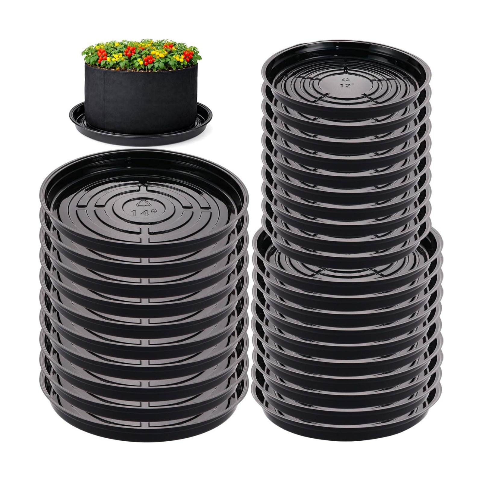 30 Packs 10/12/14 Inches Large Plant Saucers for Indoor Outdoor Use Heavy Duty Plastic Plant Plate Dish for Planter