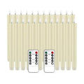YOROXRG 24 Pack LED Flameless Taper Candles with Timer, Dripless Fake Candlesticks with 3D Flickering Flame, 9.6 Inches White Window Candle for Fireplace Christmas Halloween（Ivory）