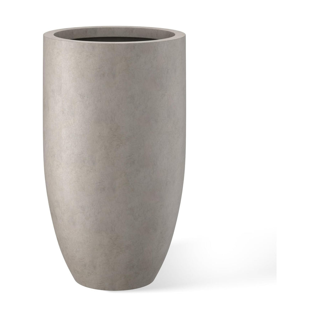 Kante Large Round Tapered Weathered Concrete Planter 24" Tall, Outdoor | Rubber Plug for Indoor, Drainage for Garden