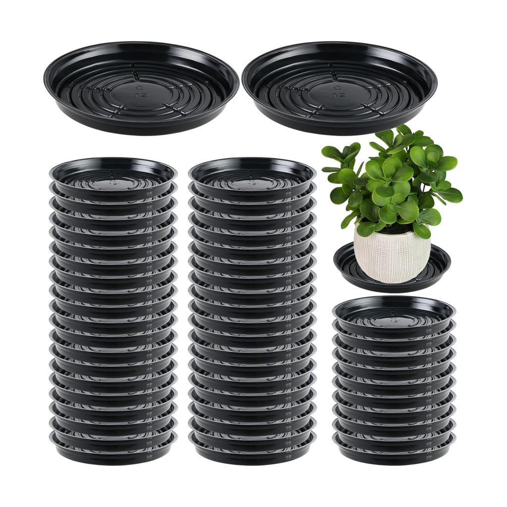 50 Packs 14 Inches Large Plant Saucers for Indoor Outdoor Use Heavy Duty Plastic Plant Plate Dish for Planter Bulk