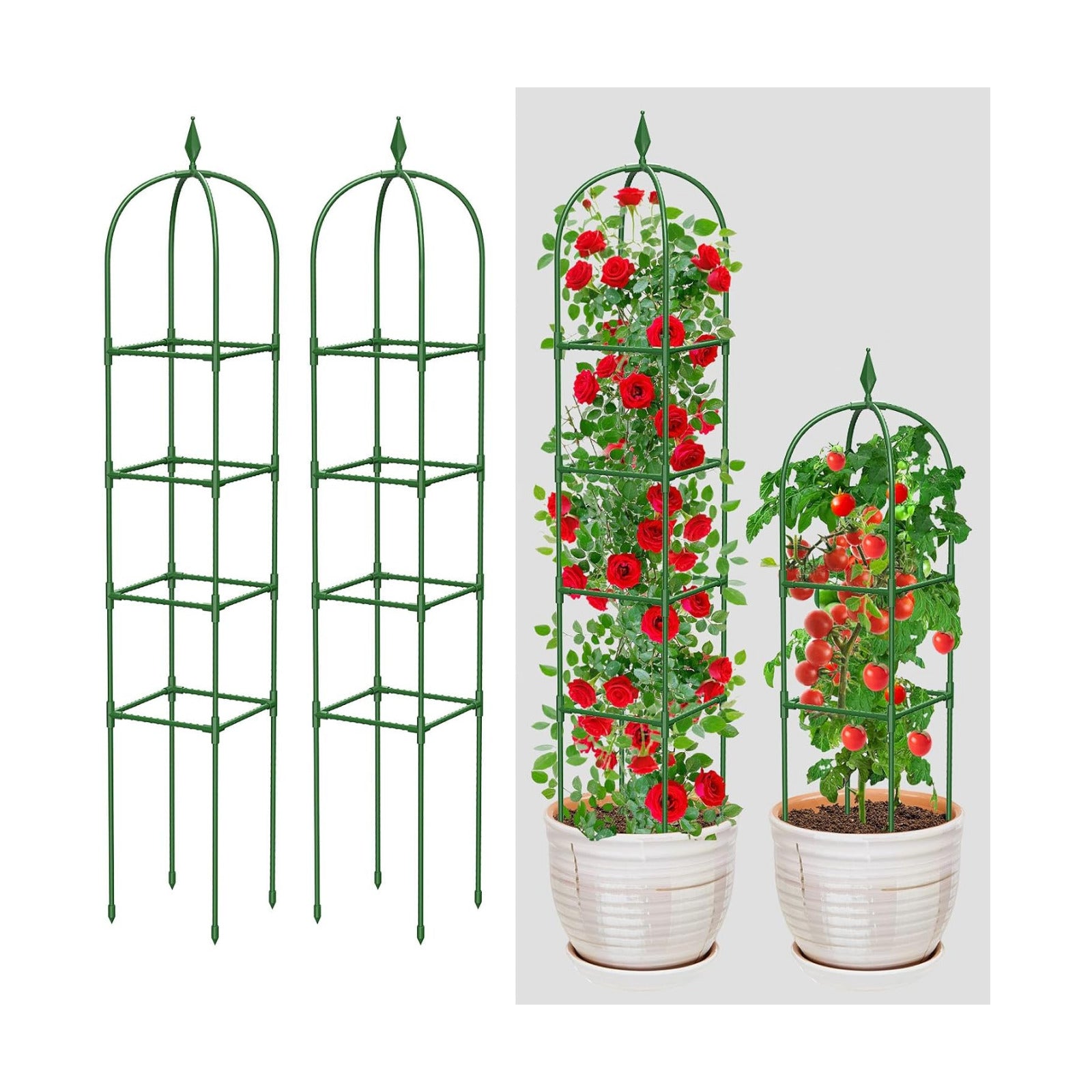 MYMULIKE 2 Pack Garden Obelisk Trellis for Climbing Plants Outdoor & Indoor - 6Ft Rustproof Garden Trellis Plant