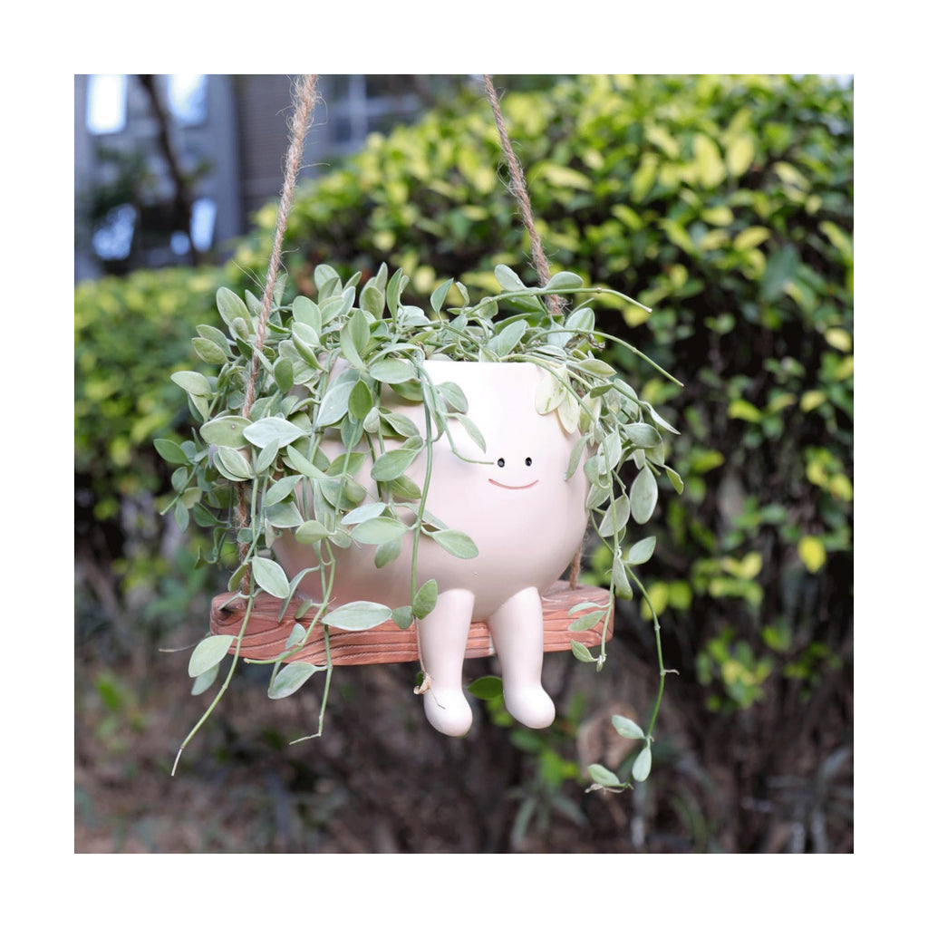 Large Swinging Smiley Face Planter Pot Hanging Flower Planters for Indoor and Outdoor Plants, Funny Succulent Pots for