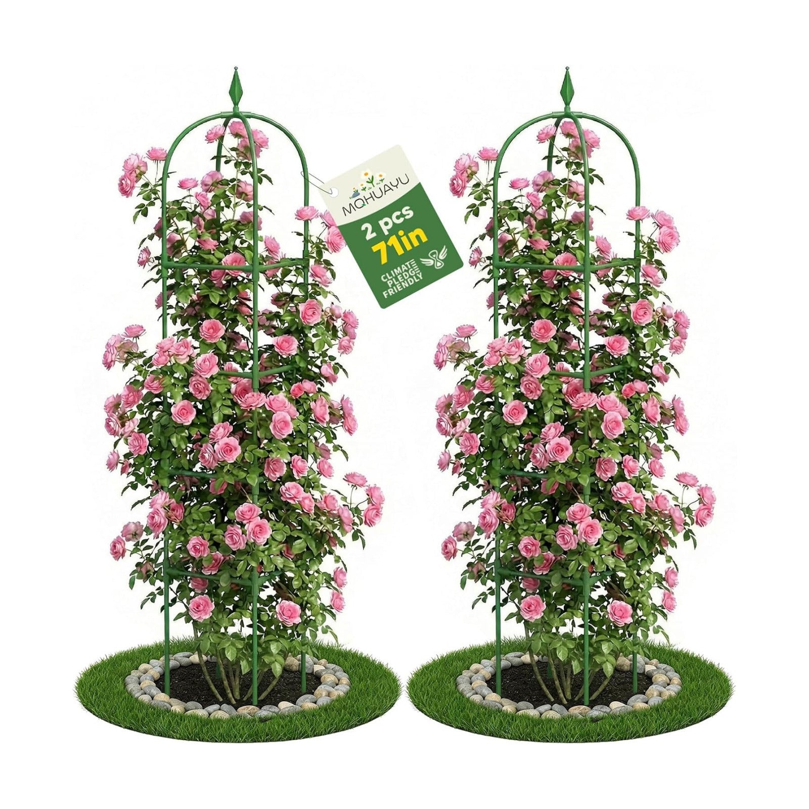 2 Pack Garden Obelisk Trellis for Climbing Plants, 6 FT Metal Rustproof Plant Support Rose Trellis, Tower Potted Cages