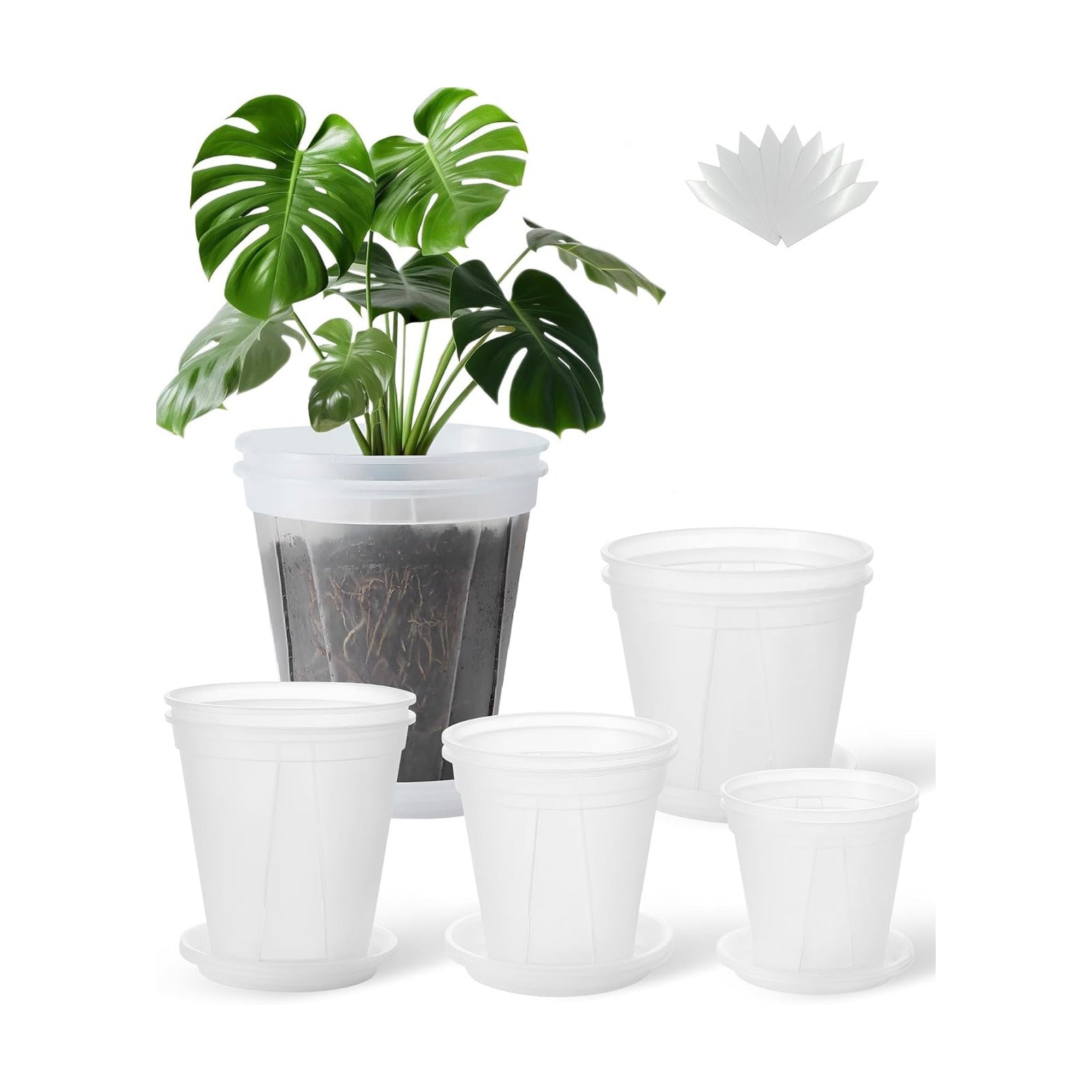Clear Nursery pots with Drainage 5/6/7/8/9 inch 10 Pack | for Indoor&Outdoor Plant,monstera pots with saucers,monitor