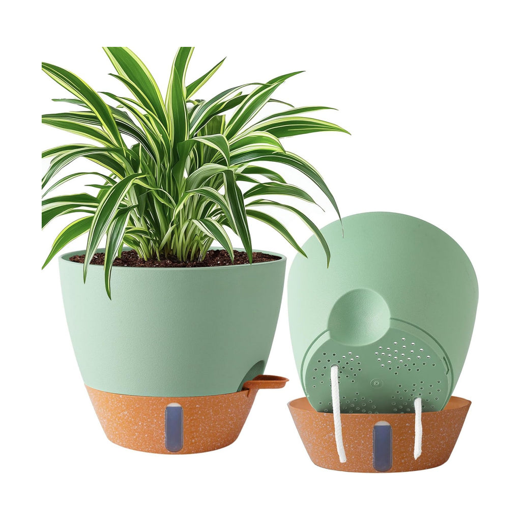 2 Pack 10 inch Plant Pots, Plastic Self Watering Planters