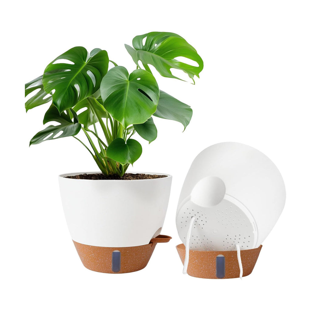 2 Pack 10 inch Plant Pots, Plastic Self Watering Planters