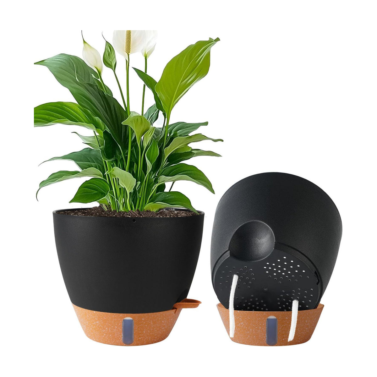 2 Pack 10 inch Plant Pots, Plastic Self Watering Planters