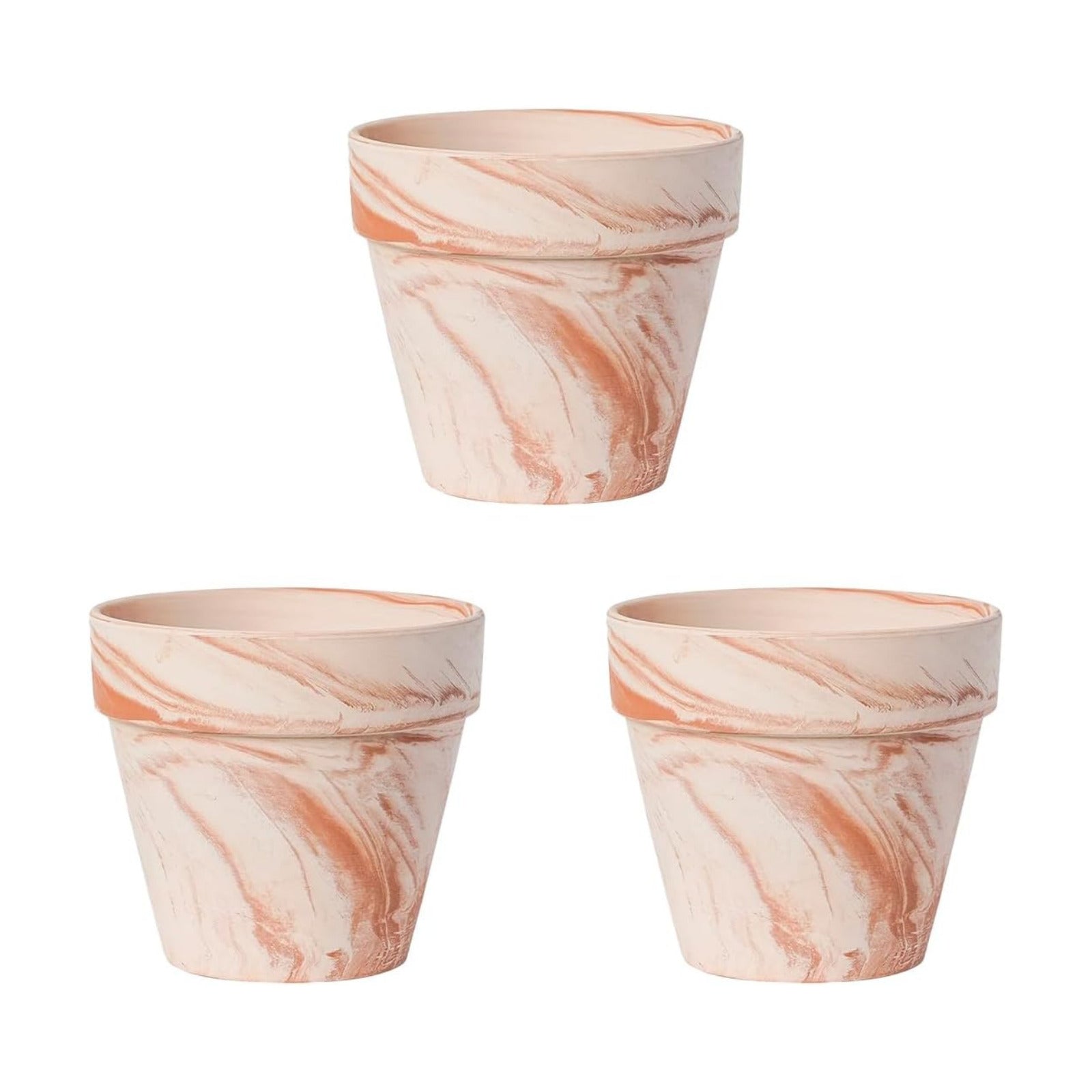 Random Mood Macchiato Terracotta Plant Pots – Handmade 6-Inch Clay Ceramic Flower Pots with Drainage Holes, Set of 3 –