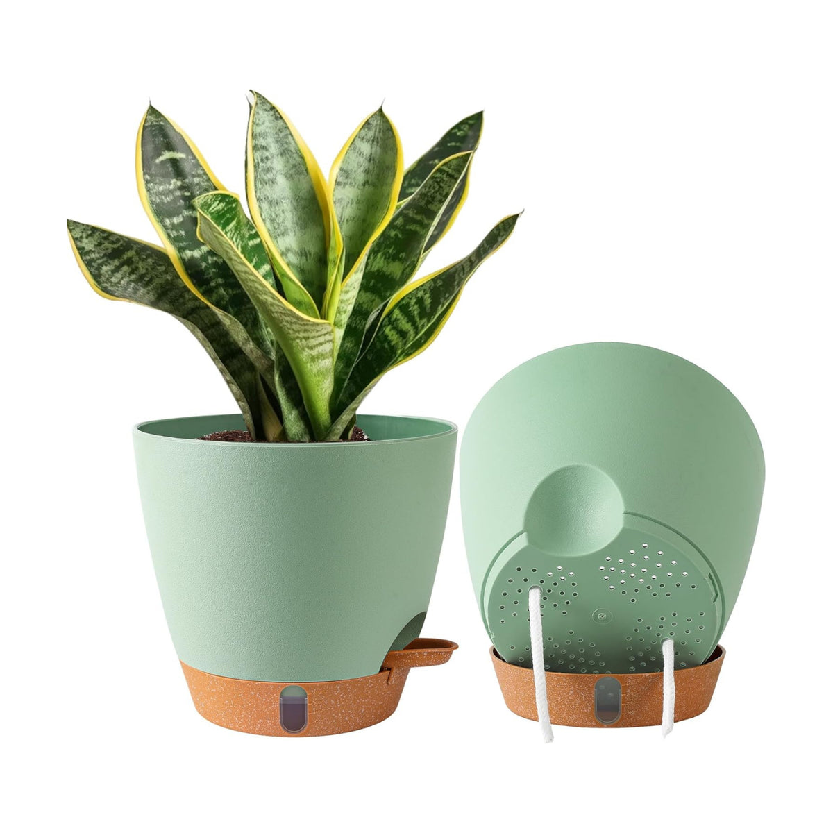 2 Pack 8 Inch Pots for Plants Indoor, Plastic Self Watering Planters