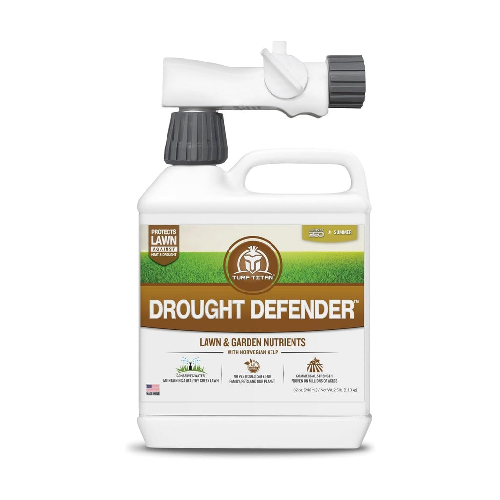 Turf Titan Drought Defender Liquid Lawn Treatment (32 oz) with Hose End Sprayer – Helps Lawns Stay Green in Extreme