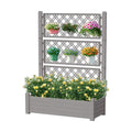 Raised Garden Bed with Trellis for Climbing Plants, Raised Herb Garden Bed with Drainage Plug & Water Level Gauge
