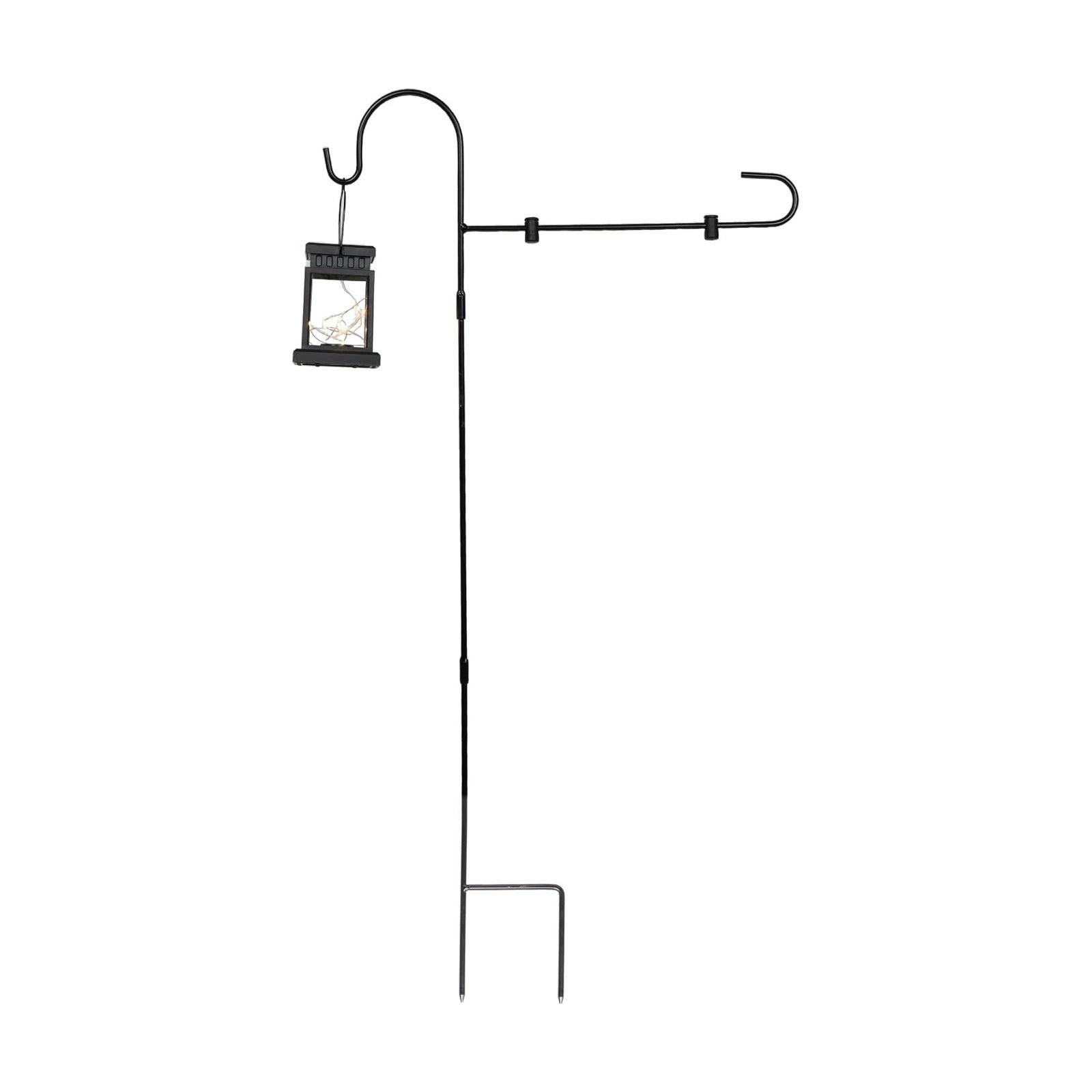 Alpine Corporation 3.4 Feet Tall Outdoor Metal Flag Holder Stake with Solar Powered Lantern and Warm White LED Lights