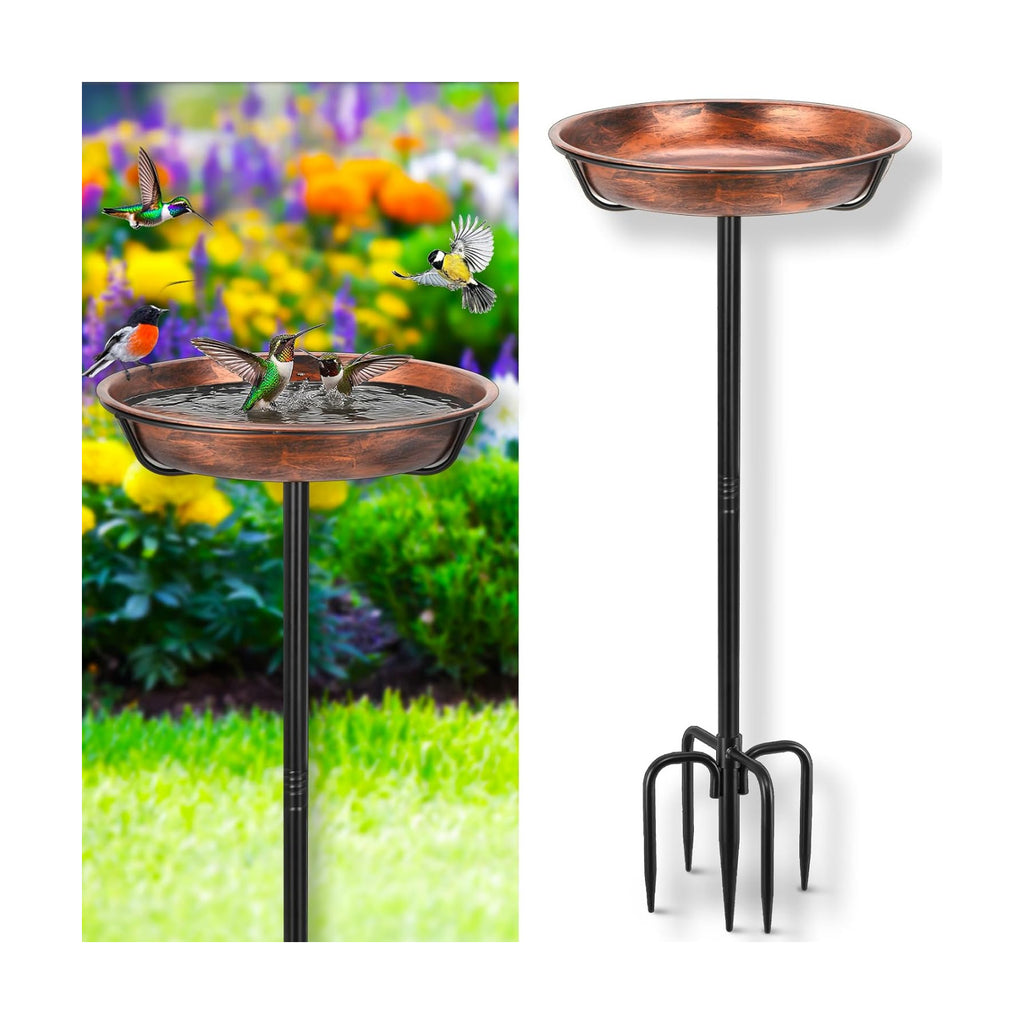 Gtongoko Metal Bird Bath for Outdoors, 34" Tall Bird Bath with 12" Removable Bowl, Heavy Duty 5-Prong Stable Base, Easy-to-Clean Heavy Duty Birdbath & Bird Feeder for Garden, Patio, Yard