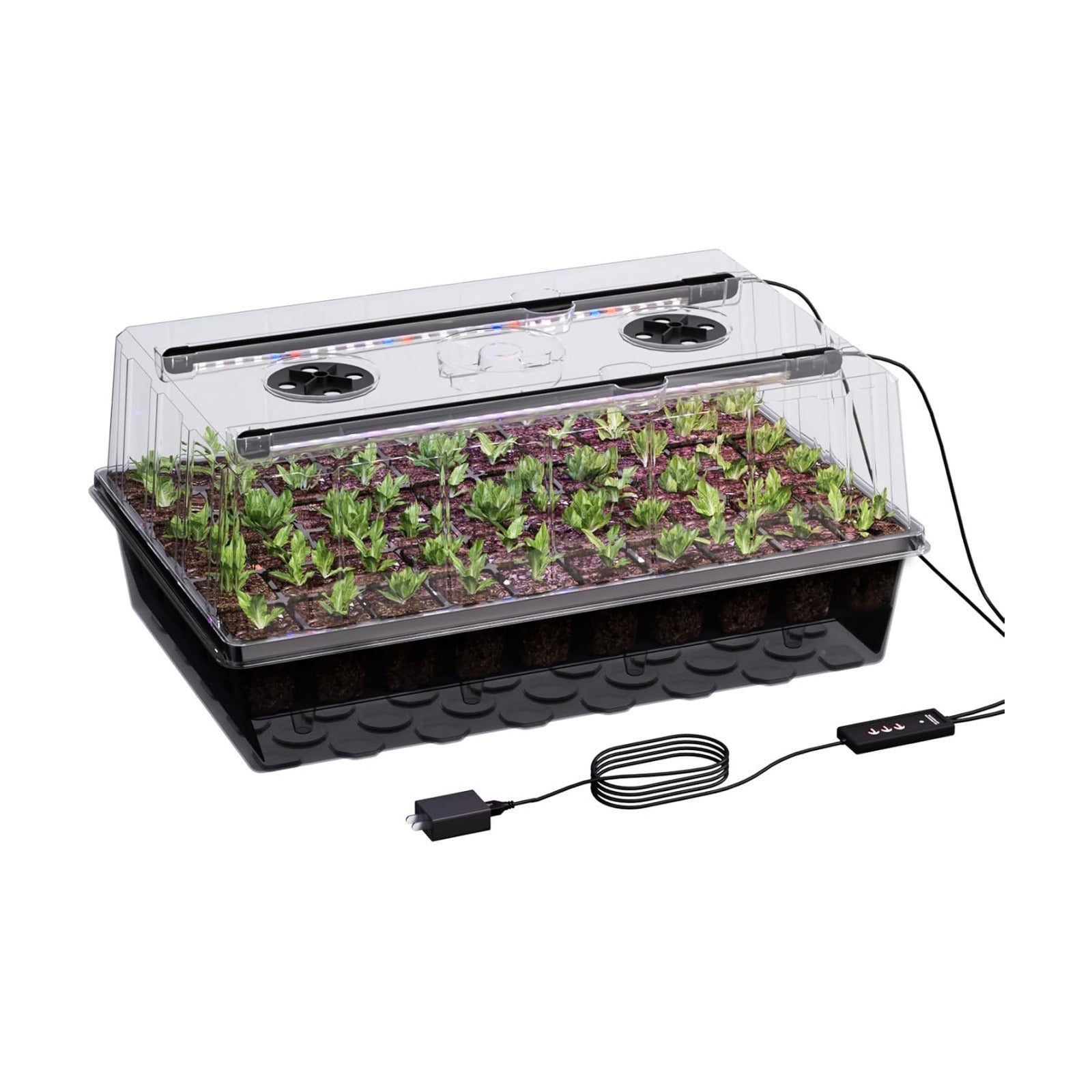 Patigrow 60-Cell Self-Watering Seed Starter Tray with Grow Light, Seed Starter Kit with 4.07” Humidity Dome, Indoor