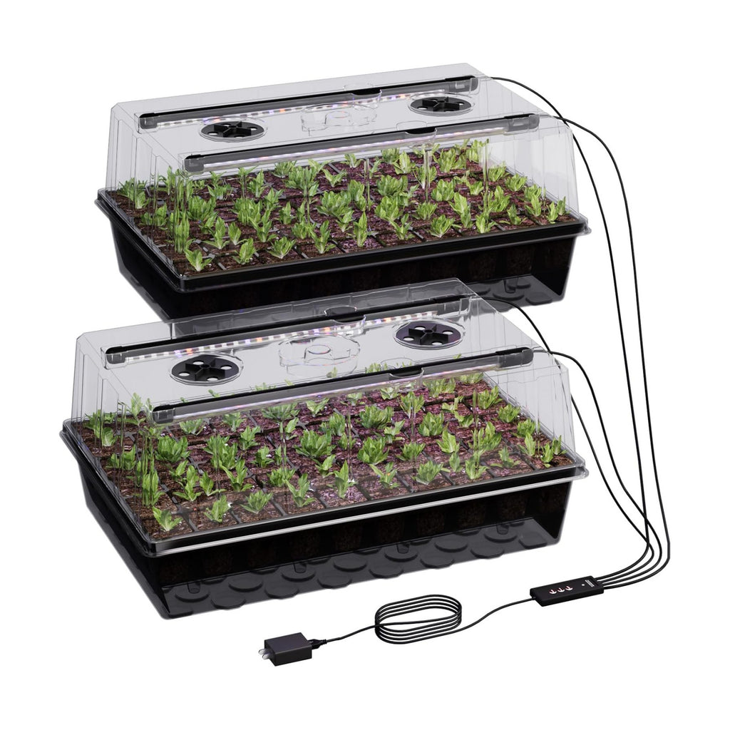 Patigrow 120-Cell Self-Watering Seed Starter Tray with Grow Light, Seed Starter Kit with 4.07” Humidity Dome, Indoor