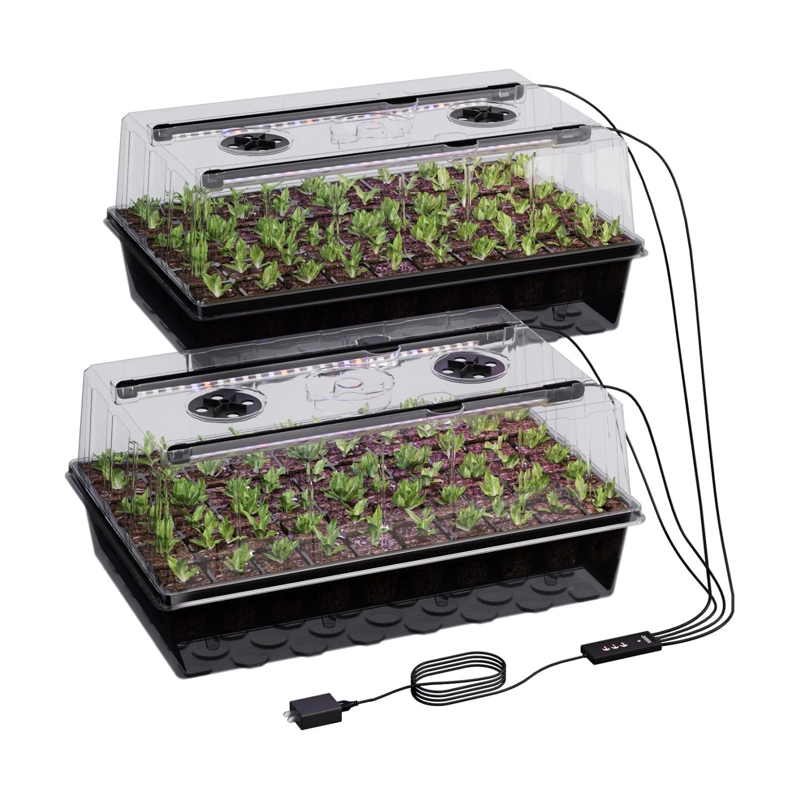 Patigrow 120-Cell Self-Watering Seed Starter Tray with Grow Light, Seed Starter Kit with 4.07” Humidity Dome, Indoor