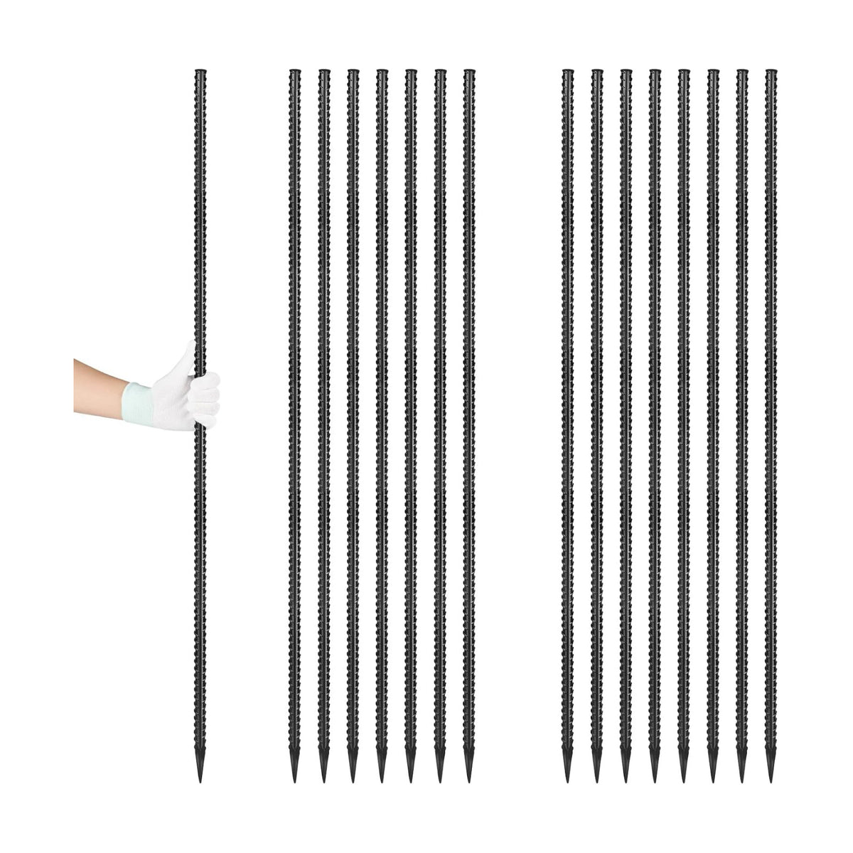 Besitu Rebar Stakes 48 inches 16-Pack Concrete Form Stakes Straight 3/8" Diameter Rebar Ground Metal Stakes for Landscaping, Securing Fence, Garden Plants Support, Survey Markers and Securing Trees