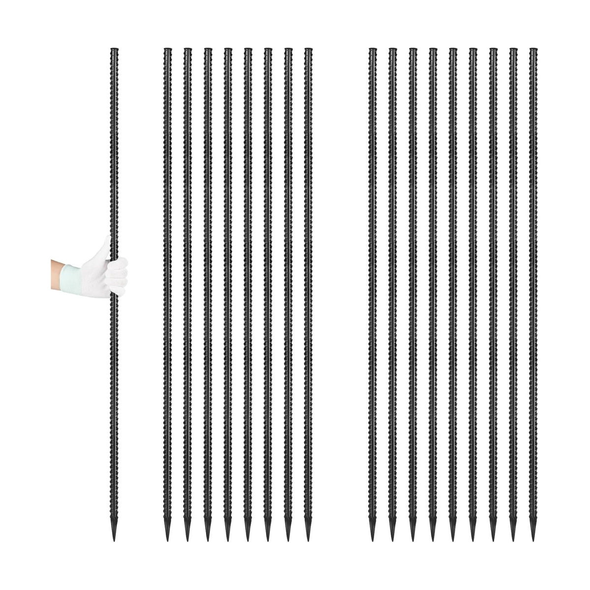 Besitu Rebar Stakes 36 inches 16-Pack Concrete Form Stakes Straight 3/8" Diameter Rebar Ground Metal Stakes for Landscaping, Securing Fence, Garden Plants Support, Survey Markers and Securing Trees