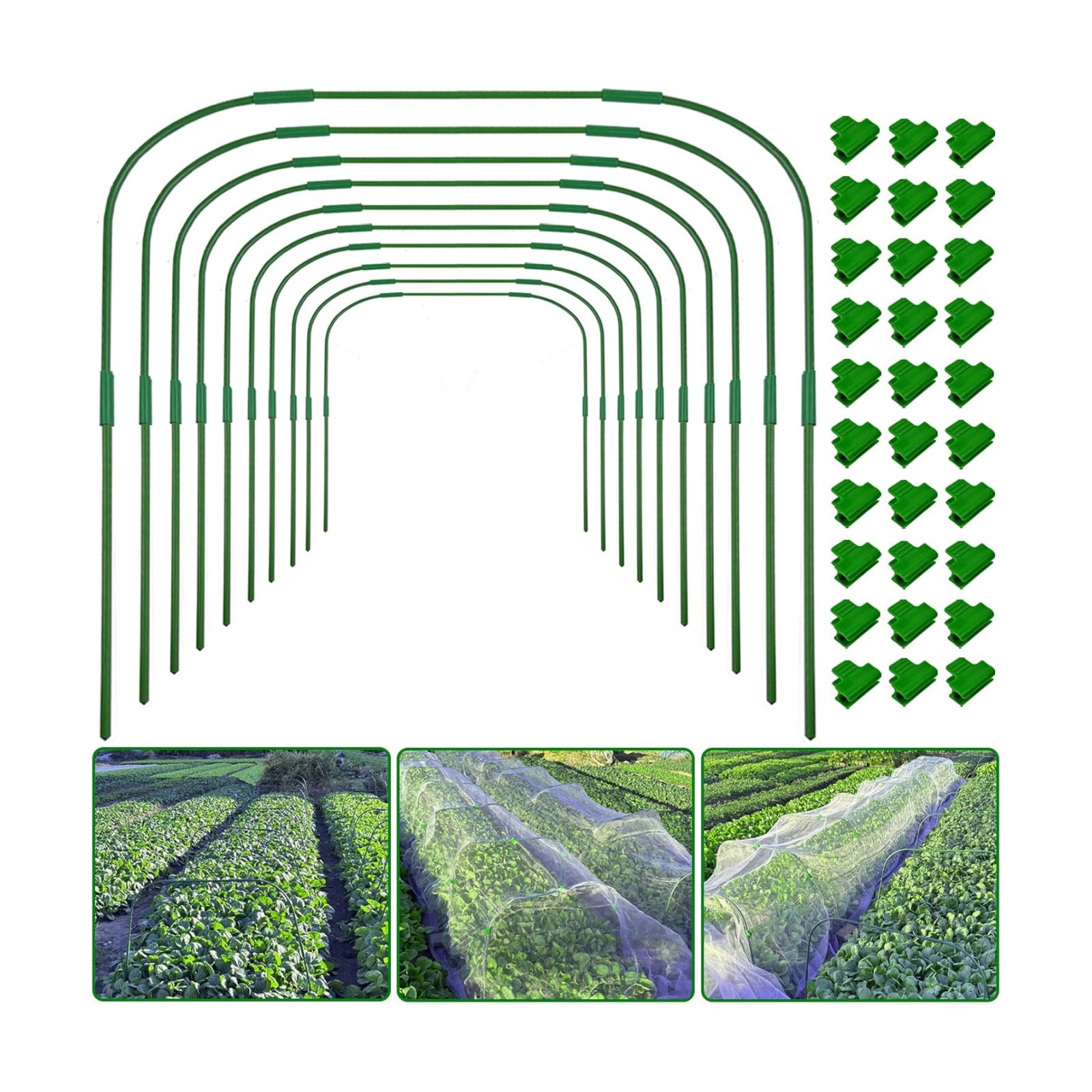 10 Sets 41.3"x32" Greenhouse Hoops Grow Tunnel for Raised Beds,Durable Rust-Free Removable Row Cover Hoops for Garden