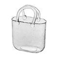 1Pcs Clear Glass Bag Vase for Flowers - Handmade Glass Purse Vase, Ideal for Centerpieces - Stylish and Functional Clear Glass Vase (Clear, 1PcsClear)
