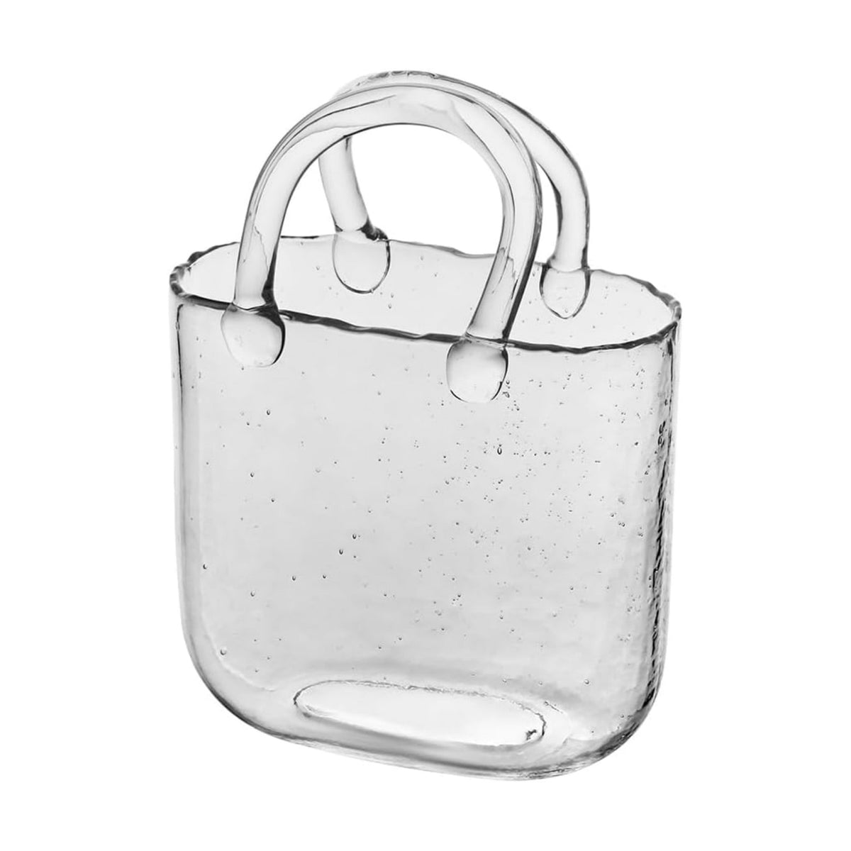 1Pcs Clear Glass Bag Vase for Flowers - Handmade Glass Purse Vase, Ideal for Centerpieces - Stylish and Functional Clear Glass Vase (Clear, 1PcsClear)