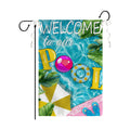 Welcome to Our Pool Garden Flags 12x18 Inch for Outside Summer Pool Party Decor Yard Flag Green Banana Leaves Farmhouse Garden Flag Double Sided for Yard Outdoor Decorations