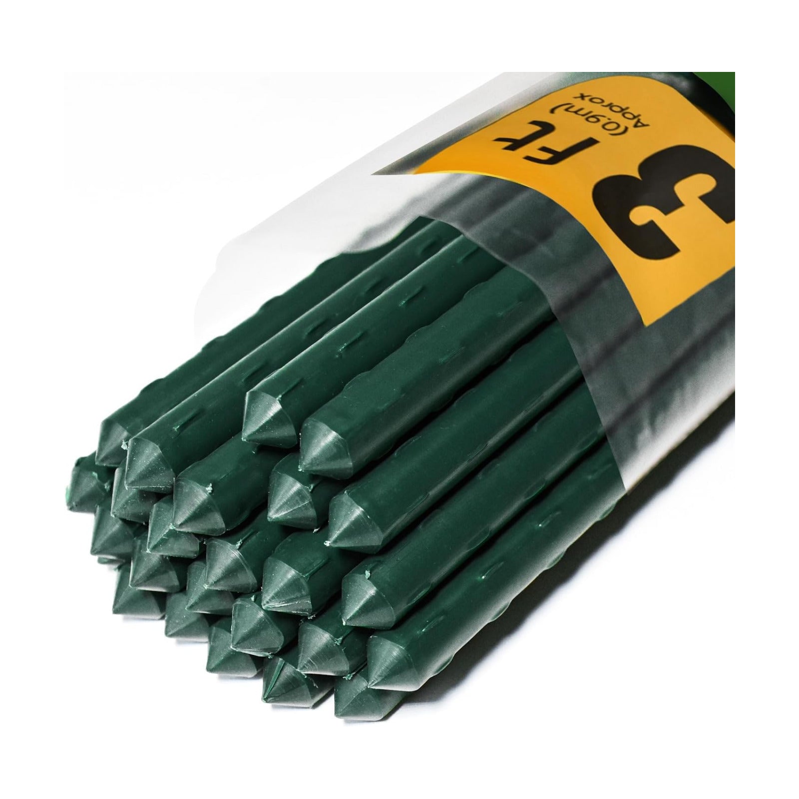 Jollybower 25pcs Steel Plant Stakes 3 Feet,Sturdy Plant Sticks, Plastic Coated Metal Garden Stakes Supports Climbing