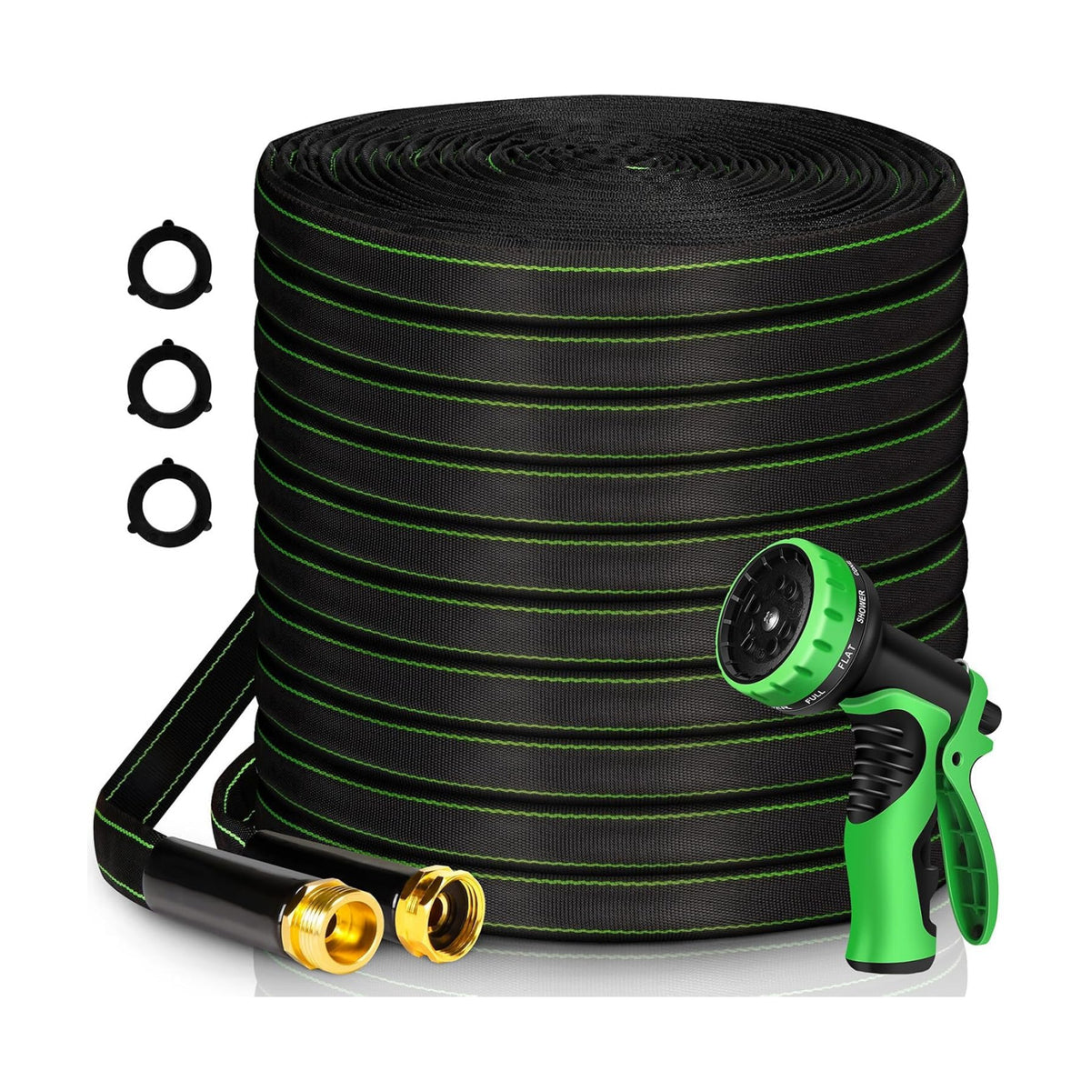 Garden Hose 100 ft Water Hose Flexible Heavy Duty Lightweight No Kink Long Outdoor Non-Expandable High Pressure Flat
