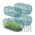 4 Pcs 39" x 18" x 16" Pop up Garden Mesh Plant Cover Outdoor Plant Protector Garden Row Raised Bed Cover with Ground