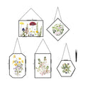 FOCHIER F 5 Pcs Pressed Flower Frames with Tweezers, Wall Hanging Tabletop Display Double Glass Frames with Metal Chain for Pressed Dried Flowers Plants, Horizontal and Vertical Picture Frame, Black