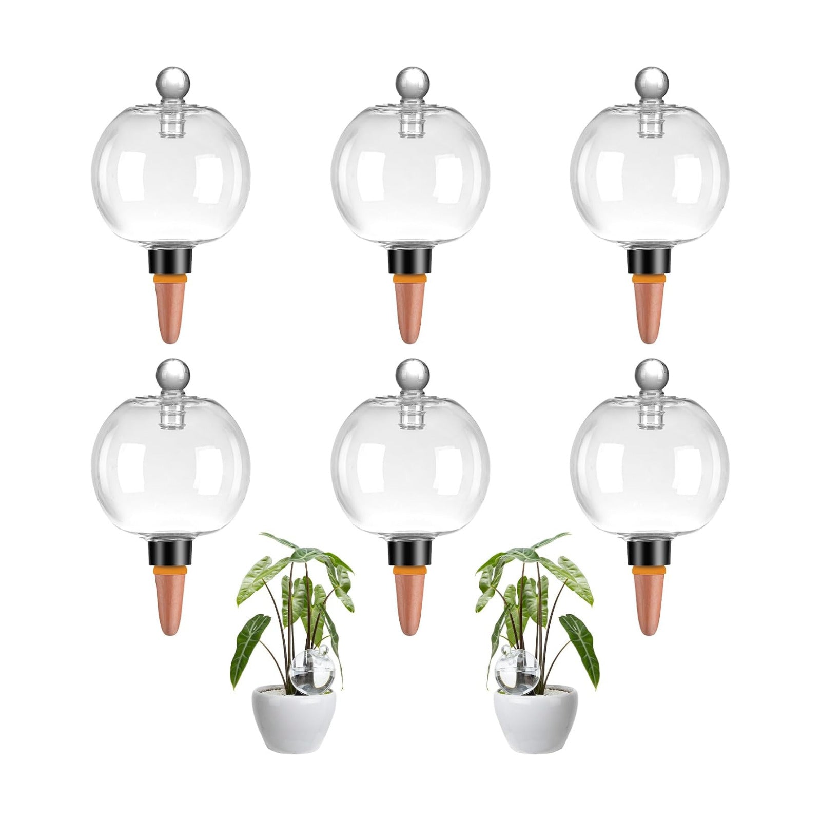6 Pack Plant Watering Globes with Covers 17oz Self Watering Planter Insert, Plastic Water Bulbs, Indoor/Outdoor Plant