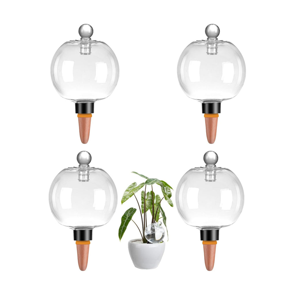 4 Pack Plant Watering Globes with Covers 17oz Self Watering Planter Insert, Plastic Water Bulbs, Indoor/Outdoor Plant
