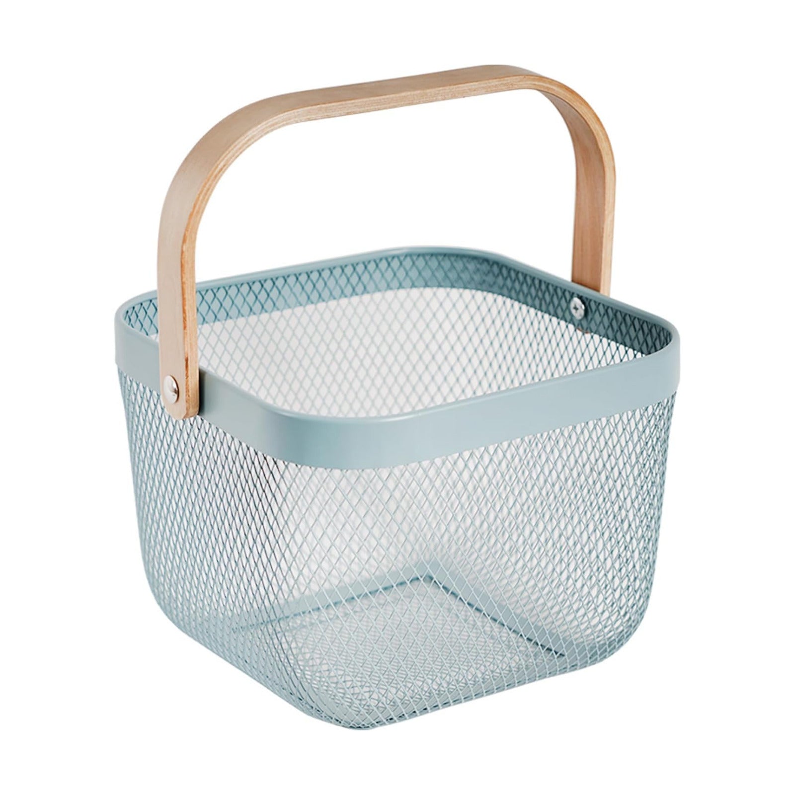 Metal Mesh Steel Harvest Basket, Wire Garden Basket with Handle | Square Multi-Functional Storage Organizer for