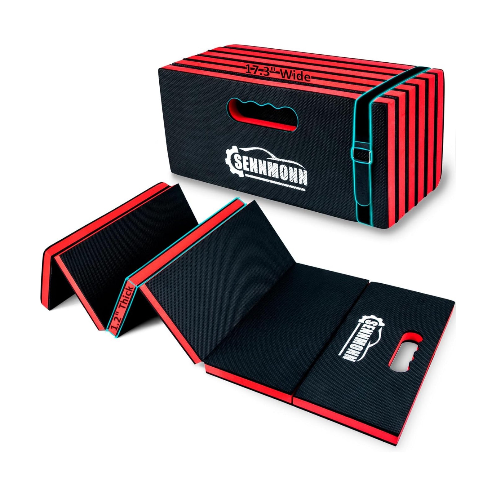1.2" Extra Thick Mechanic Mat, Foldable Kneeling Pad with Handle and Storage belt Waterproof Comfortable EVA Cushion