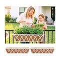 LaLaGreen Deck Railing Planter Outdoor (2 Pack, 30") Rectangular Window Flower Box with Coco Liner, White Metal Wall