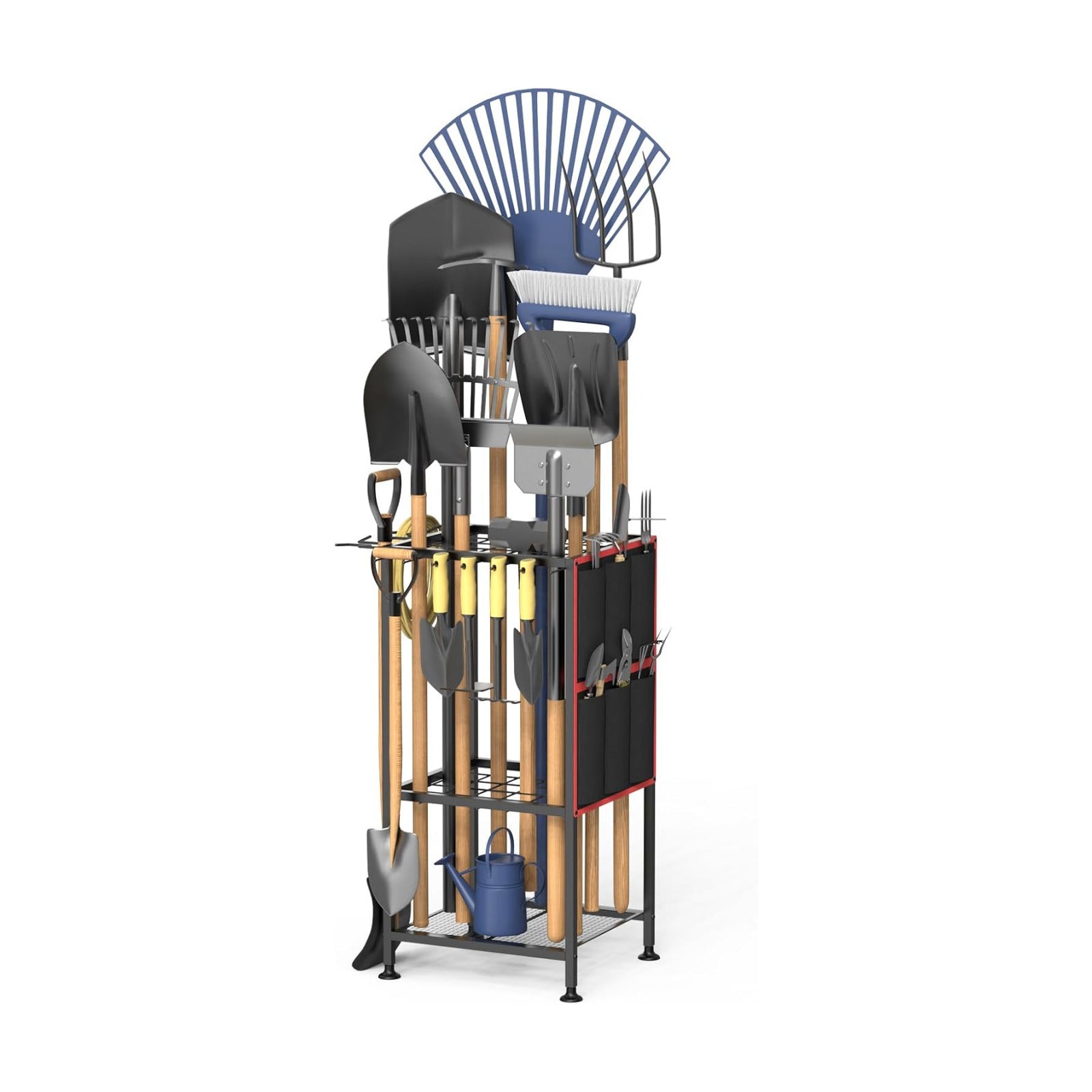 Garden Tool Organizer,Metal Yard Tool Organizer ,Holds 50 Long-Handled Tools/Rakes/Brooms,Side Garden Pocket ,Heavy