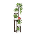 Bamworld Corner Plant Stand Indoor Outdoor Tall Metal Flower Pot Stands | 4 Tier Brown Heavy Duty Plant Shelf for