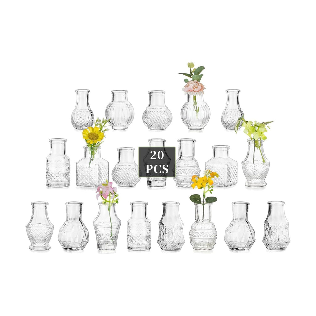 Glasseam Mini Bud Vases for Centerpieces: 20Pcs Clear Glass Vases in Bulk
