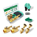 Solid Brass Garden Hose Accessories Kit - 2 Pack 3/4" GHT Full Flow Shut Off Valves & Quick Connects - Includes 8