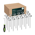 Heavy Duty Landscape Fabric Pins 8 Gauge 120 Pack with Pick Hook, 6 Inch Galvanized Round Head Garden Stakes for Weed