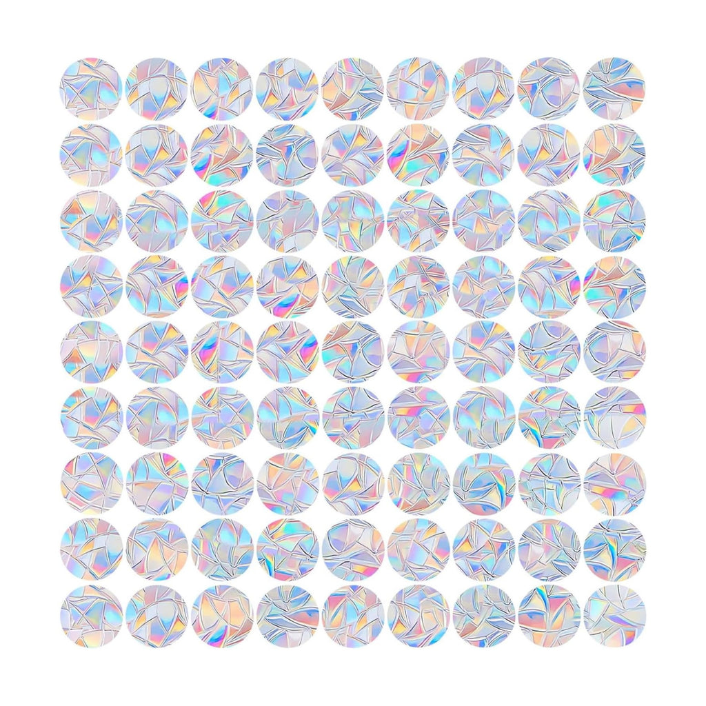 HAPBEAR 96PCS Round Window Decals for Bird Strikes Anti Collision Decals to Save Birds from Collisions,Non Adhesive Reusable Vinyl Rainbow Window Stickers