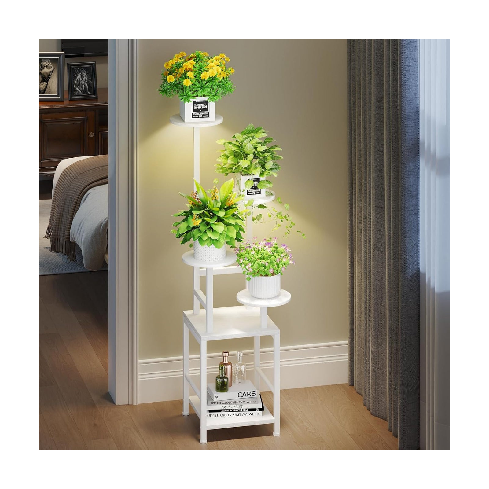 Plant Stand Indoor with Grow Light, 5-Tiered Tall Plant Stand Indoor, Metal Plant Shelf with Adjustable Light, Ideal
