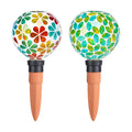 Plant Watering Globes Mosaic Self Watering Spikes 2 Pack | Large Self Watering Planter Insert Automatic Watering Device