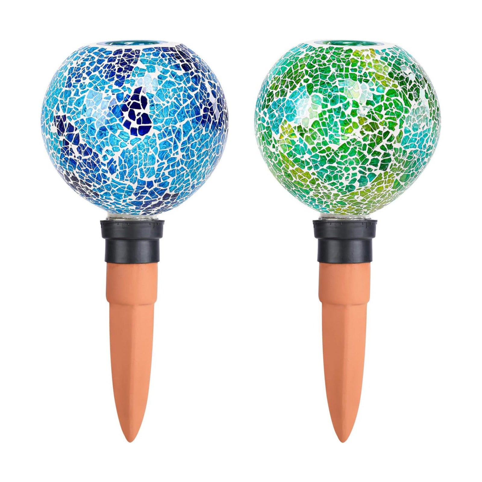 Terracotta Watering Spikes Mosaic Plant Watering Globes 2 Pack | Automatic Plant Waterer for Indoor, Outdoor & Garden
