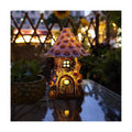 Fairy Garden House Outdoor Figurine Lights, Fairy Houses for Outside | Garden Statues Mushroom House, for Patio, Yard