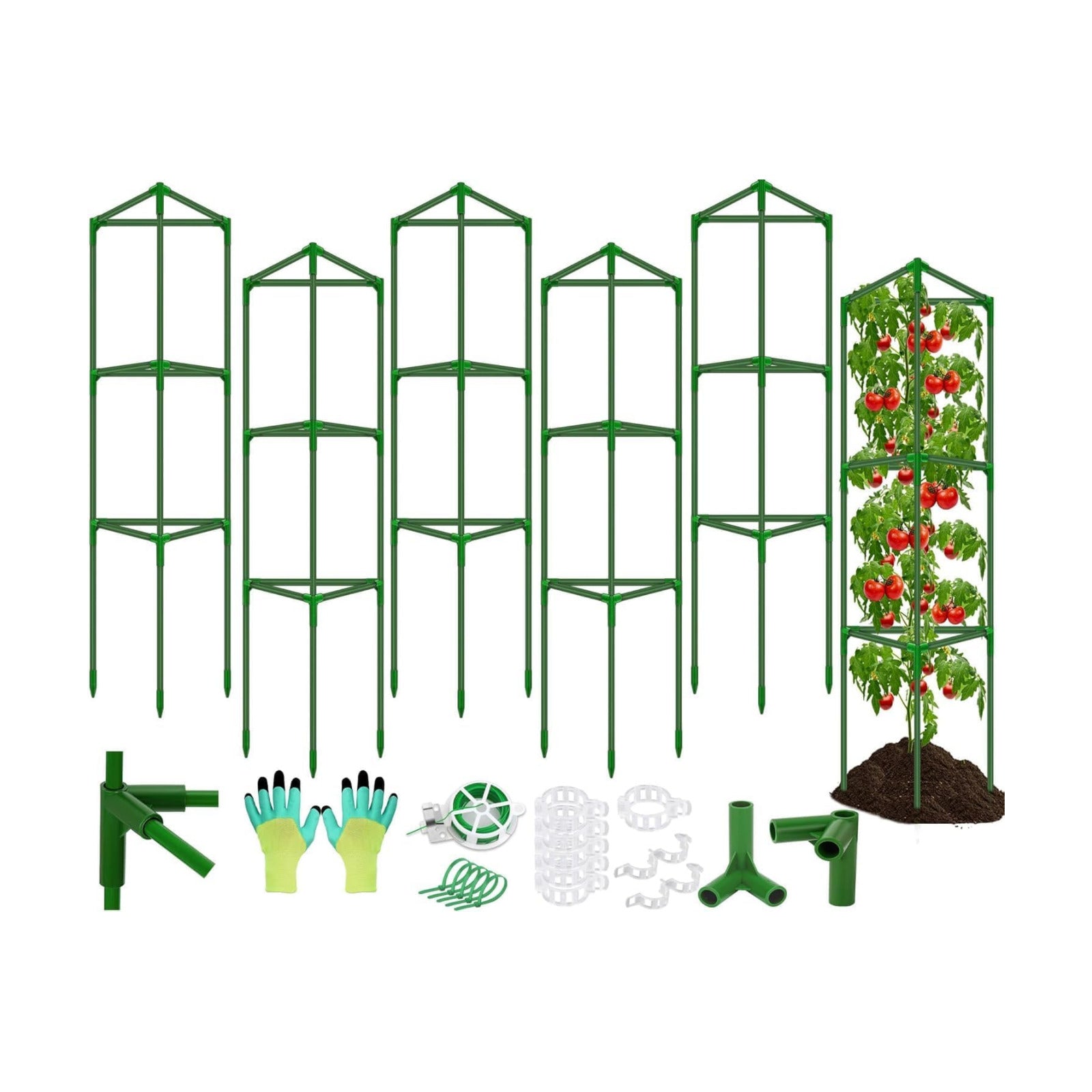 6 Pack Tomato Cages for Garden, Tomato Cage Trellis, Garden Cage Heavy Duty | Tomato Stake Support, Garden Stakes Plant